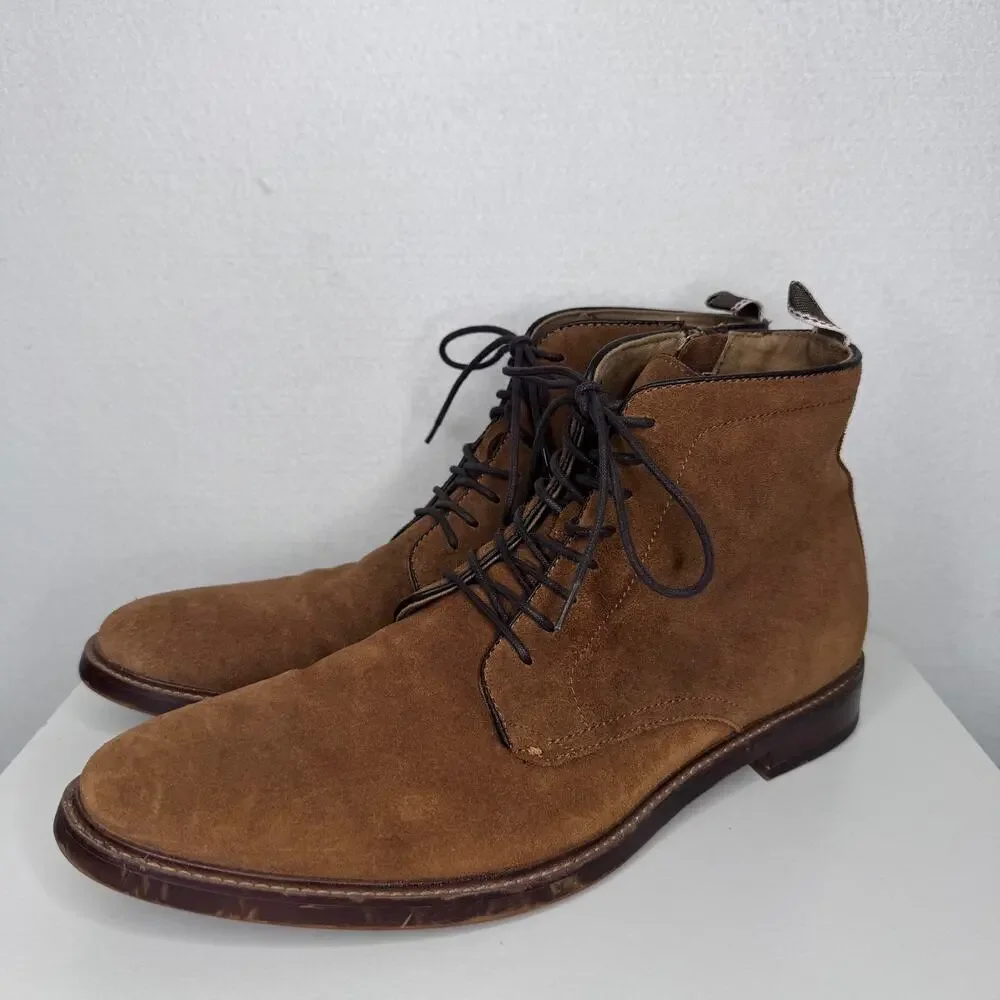 2020s ALDO Brown Suede Chukka Ankle Boots Men’s Size 12 Side Zip Lace Up